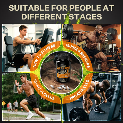 INNIOXV Creatine Monohydrate Capsules – 5000mg per Serving, with Hydrolyzed Collagen, Gluten Free