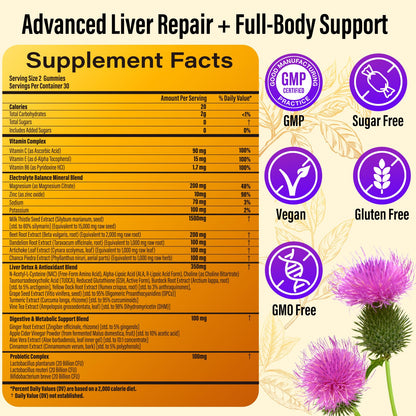 INNIOXV Liver Cleanse Detox Gummies - 29-in-1 Milk Thistle 1500mg, Vegan NAC TUDCA | 60 ct