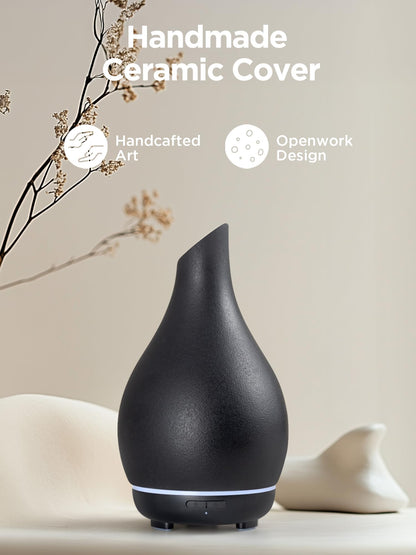 InnoGear 150ml Ceramic Essential Oil Diffuser – Handcrafted Black Vase