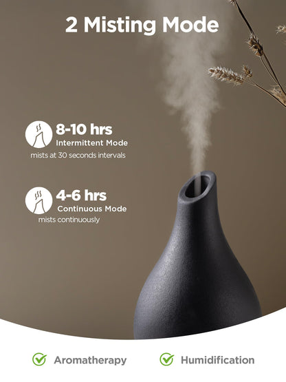 InnoGear 150ml Ceramic Essential Oil Diffuser – Handcrafted Black Vase