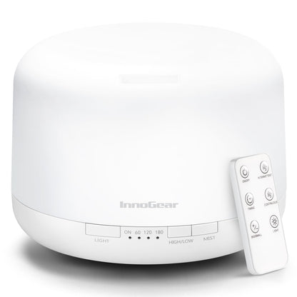 InnoGear 500ml Essential Oil Diffuser with Remote – Large Room Ultrasonic Humidifier & Auto-Off