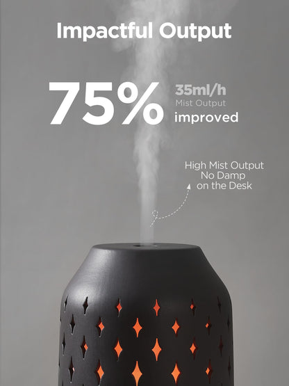 InnoGear Aromatherapy Diffuser 150ml Ceramic – Ultrasonic Humidifier, 2 Mist Modes, Waterless Auto-Off, Black