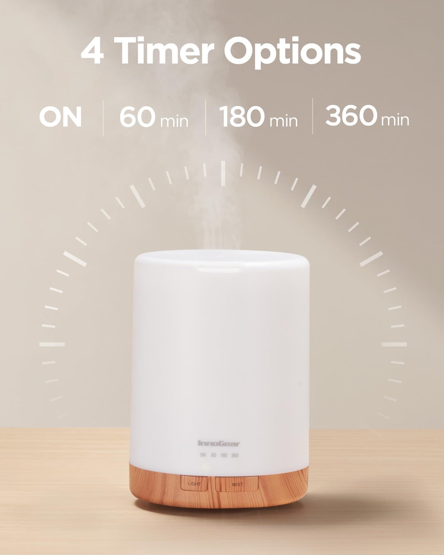 InnoGear Aromatherapy Diffuser & 8 Essential Oils Set – 300ml Ultrasonic 5-in-1 Diffuser, Yellow