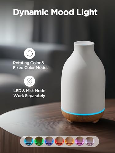 InnoGear 150ml Ceramic Essential Oil Diffuser — Handcrafted Ultrasonic Cool Mist