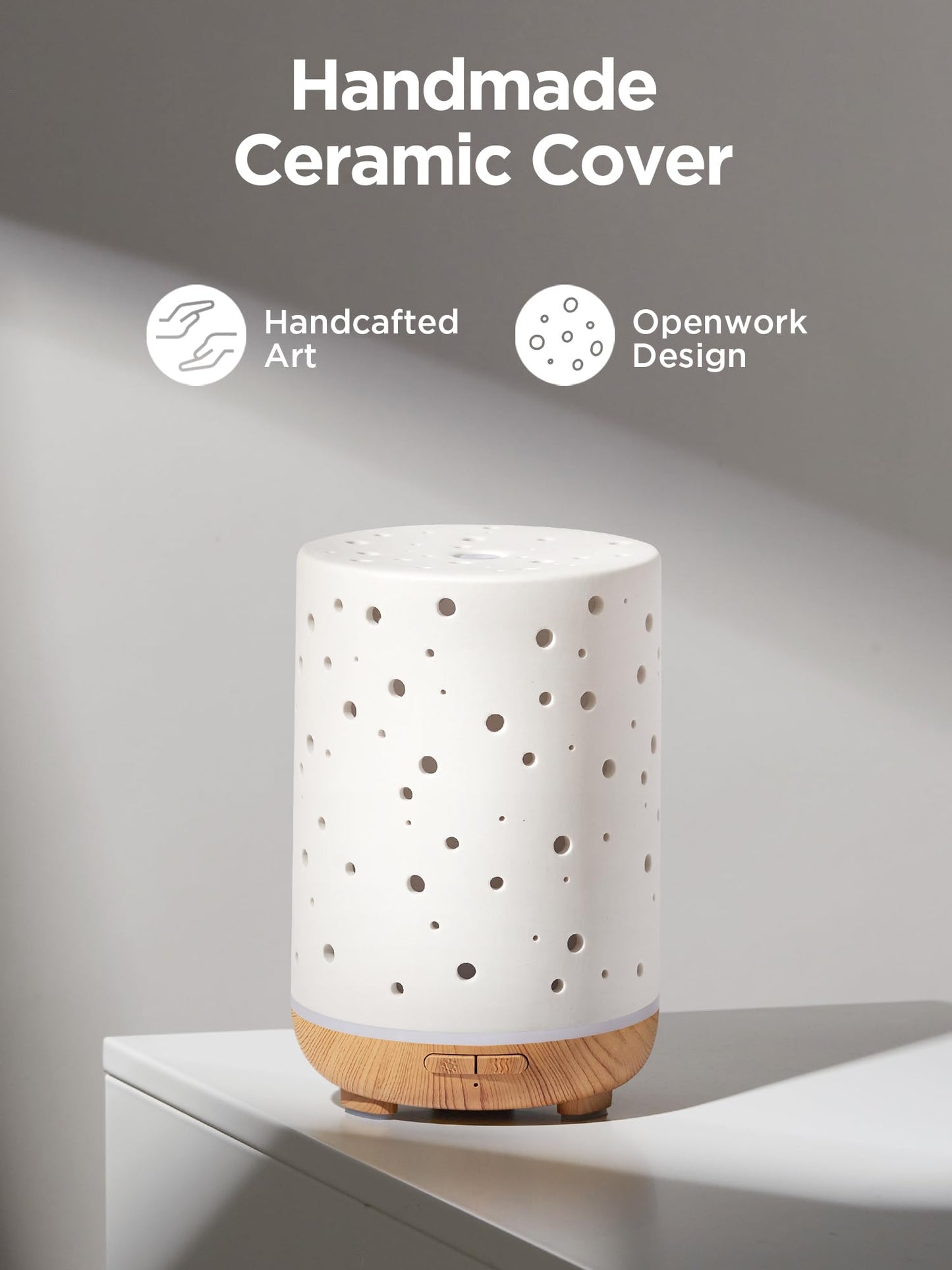 InnoGear 150ml Ceramic Ultrasonic Essential Oil Diffuser – White