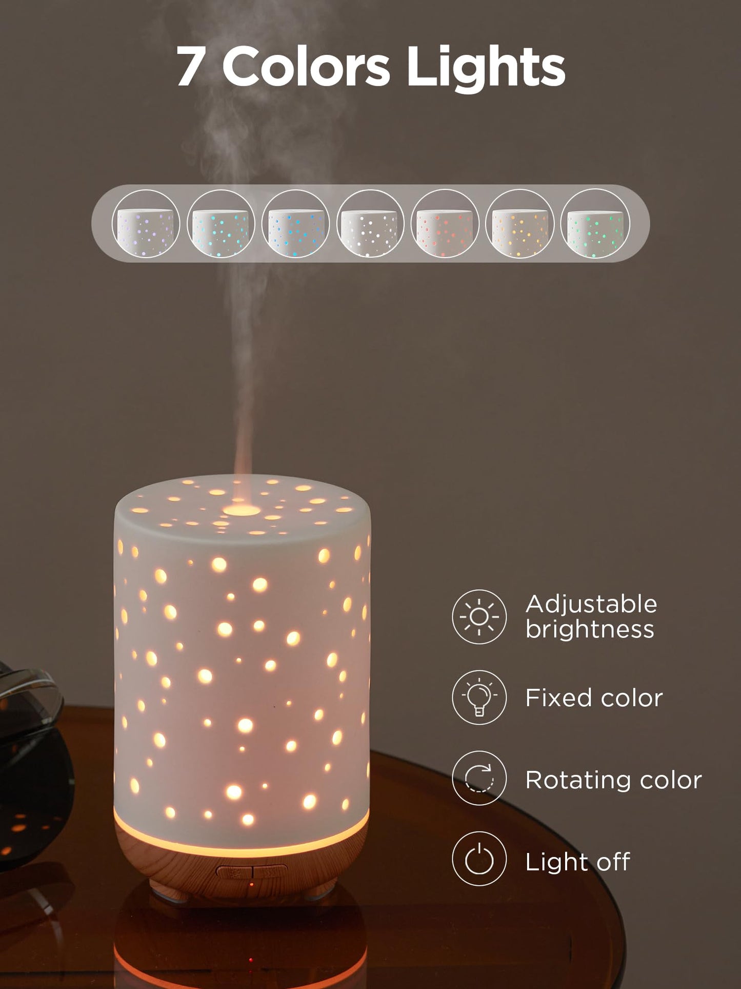InnoGear 150ml Ceramic Ultrasonic Essential Oil Diffuser – White