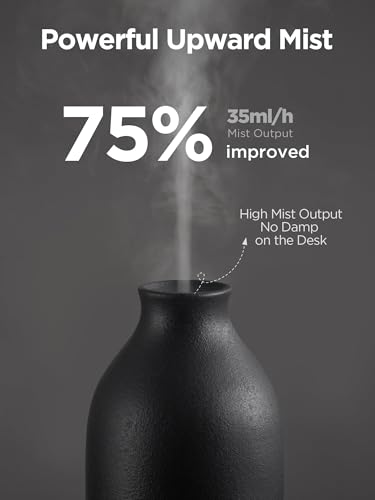 InnoGear 150ml Ceramic Essential Oil Diffuser – Handcrafted Ultrasonic Diffuser, 2 Mist Modes, Auto Off, Black