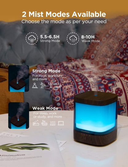 InnoGear 300ml Diffuser | Ultrasonic Essential Oil Humidifier with 4 Timers & Color Lights (Dark)