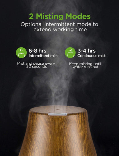 InnoGear Essential Oil Diffuser - Ultrasonic Humidifier with 7-Color LED, 2 Mist Modes, Auto Off, Bronze