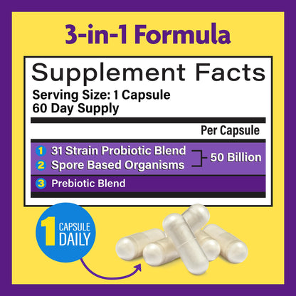 InnovixLabs Probiotics - 50B CFU, 60 Capsules | Gut Health