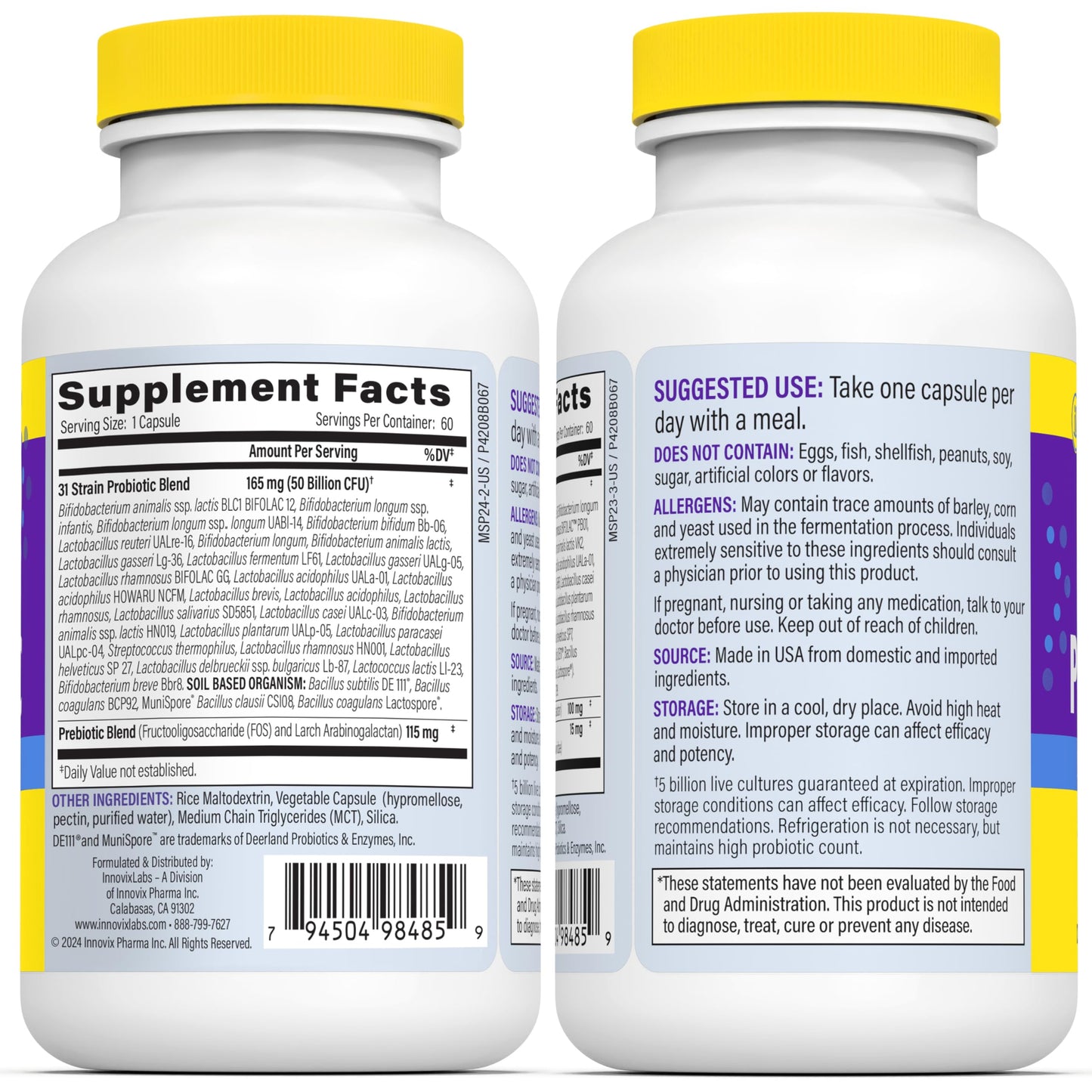 InnovixLabs Probiotics - 50B CFU, 60 Capsules | Gut Health