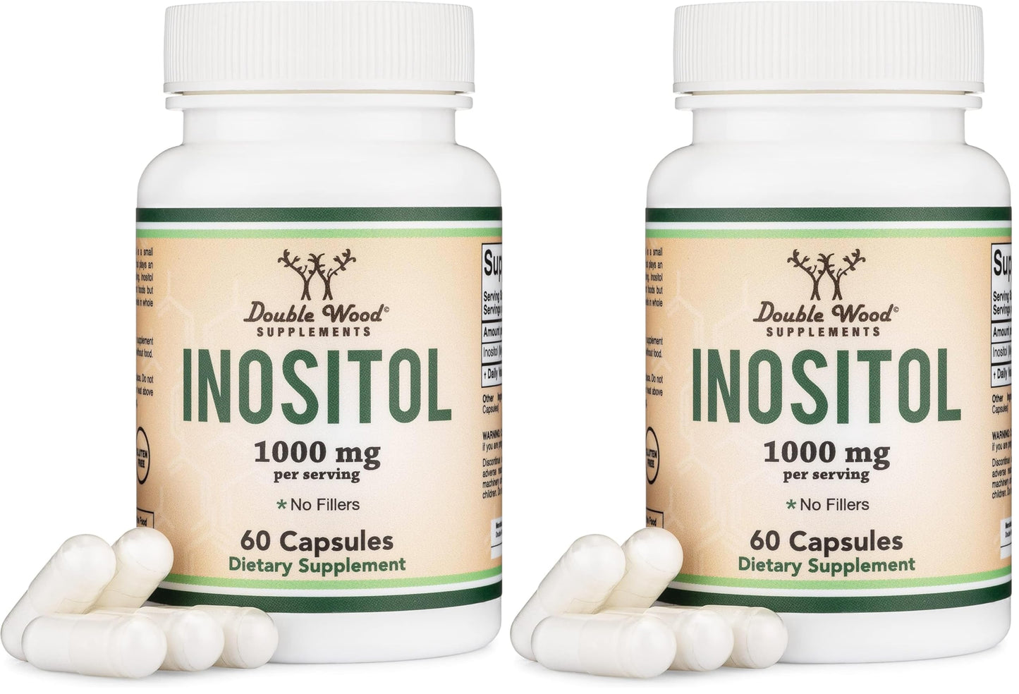 Inositol 1000mg Capsules (Myo-Inositol) for Women's Health – Double Wood, Pack of 2