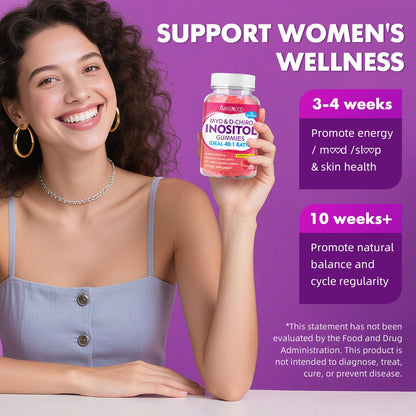 Myo-Inositol & D-Chiro Inositol Gummies 40:1 – Women’s Health, Raspberry, 60 Count