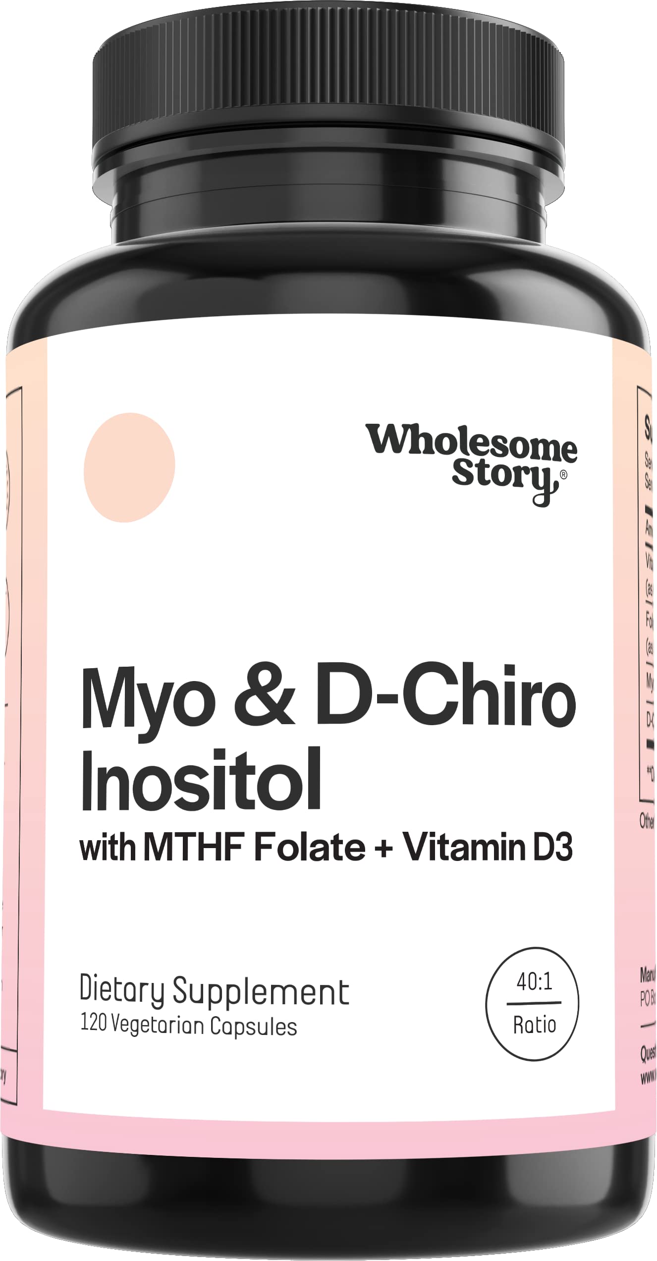 40:1 Myo-Inositol & D-Chiro Inositol Capsules with MTHF Folate, Vitamin D3 – Hormone & Ovarian Support