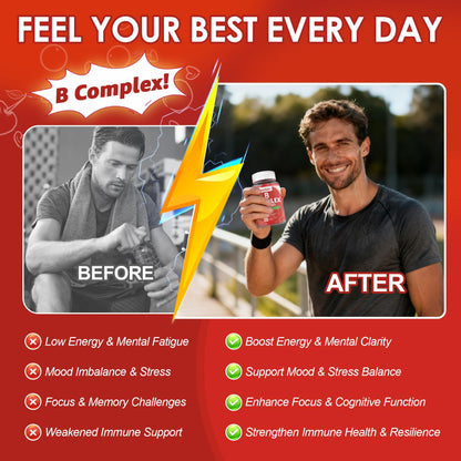 Vitamin B Complex Gummies – Vegan B Vitamins with 2000 mcg Methyl B12, Methyl Folate, Plus Choline + Inositol | Vitamin C + Zinc for Energy, Mood & Immunity – 120 Gummies