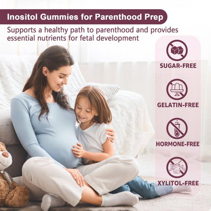 Myo-Inositol & D-Chiro Inositol Gummies – Sugar Free 40:1 for Women | Vegan Omega-3, D3, Magnesium, B12