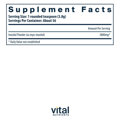 Vital Nutrients Inositol Powder | Myo-Inositol for Hormone & Energy Support | 56 Servings | Vegan, Gluten & Dairy Free