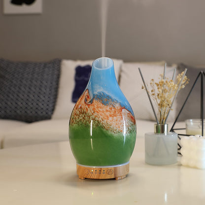 INRORANS Vase Diffuser 160ml – Art Glass Ultrasonic, Auto Shut-Off, 7 LED Colors
