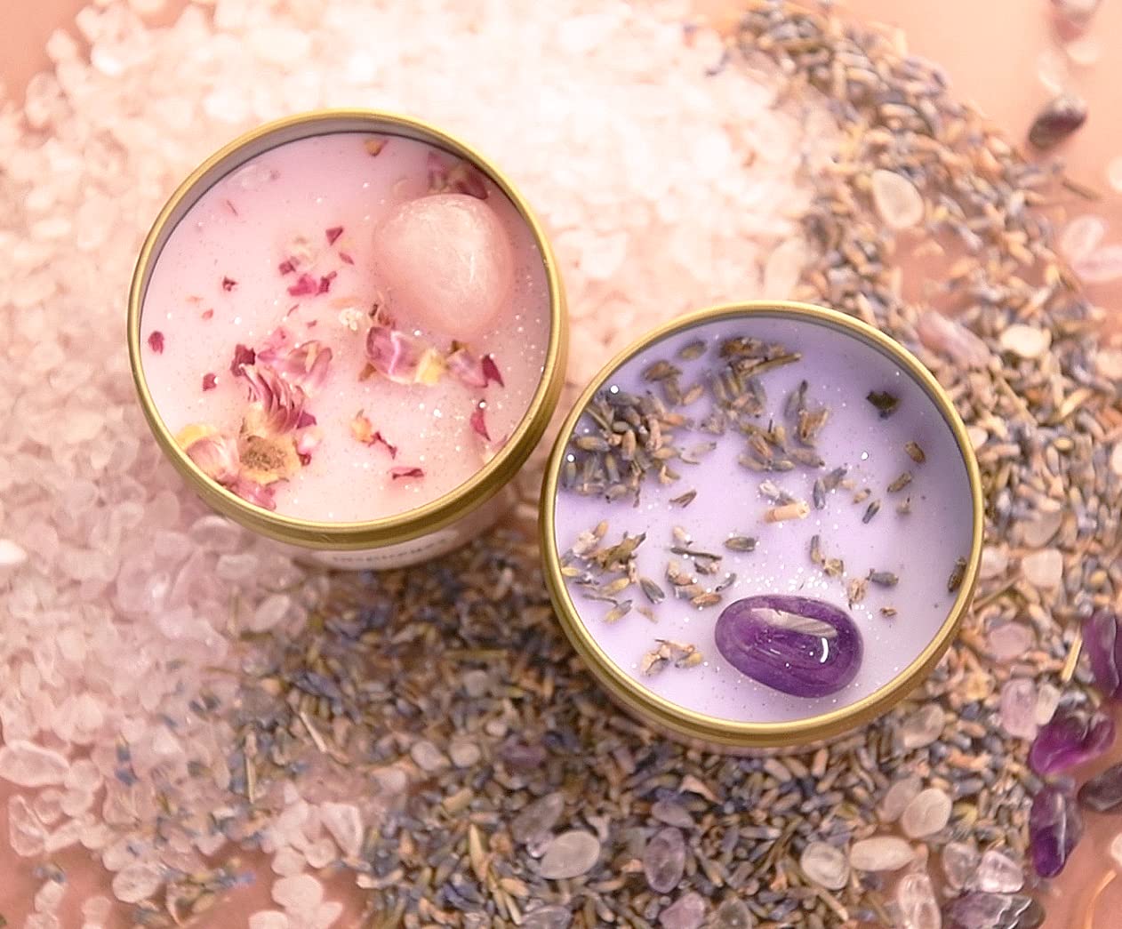 Inspireyes Candles Gift Set – Aromatherapy Soy Candles 2-Pack with Crystals