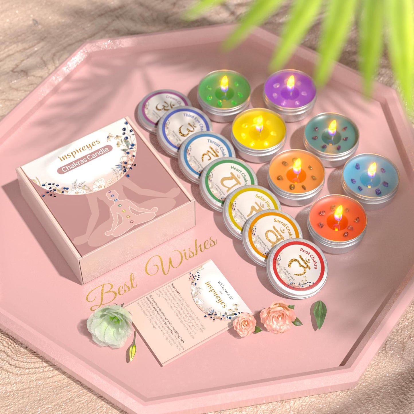 Inspireyes Chakra Candles Set of 7 – Meditation & Healing Scented Candles