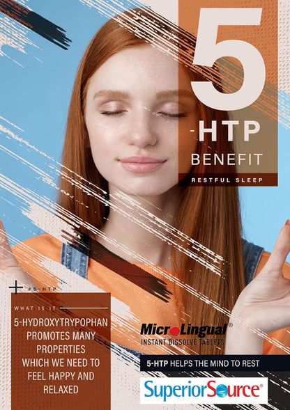 Superior Source 5-HTP 50 mg | Instant Dissolve MicroLingual Tablets – 60 Ct