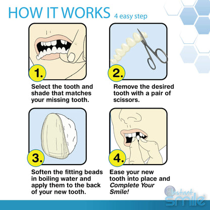 Instant Smile Temporary Tooth Replacement Kit - Replace a Missing Tooth Fast (Patented)