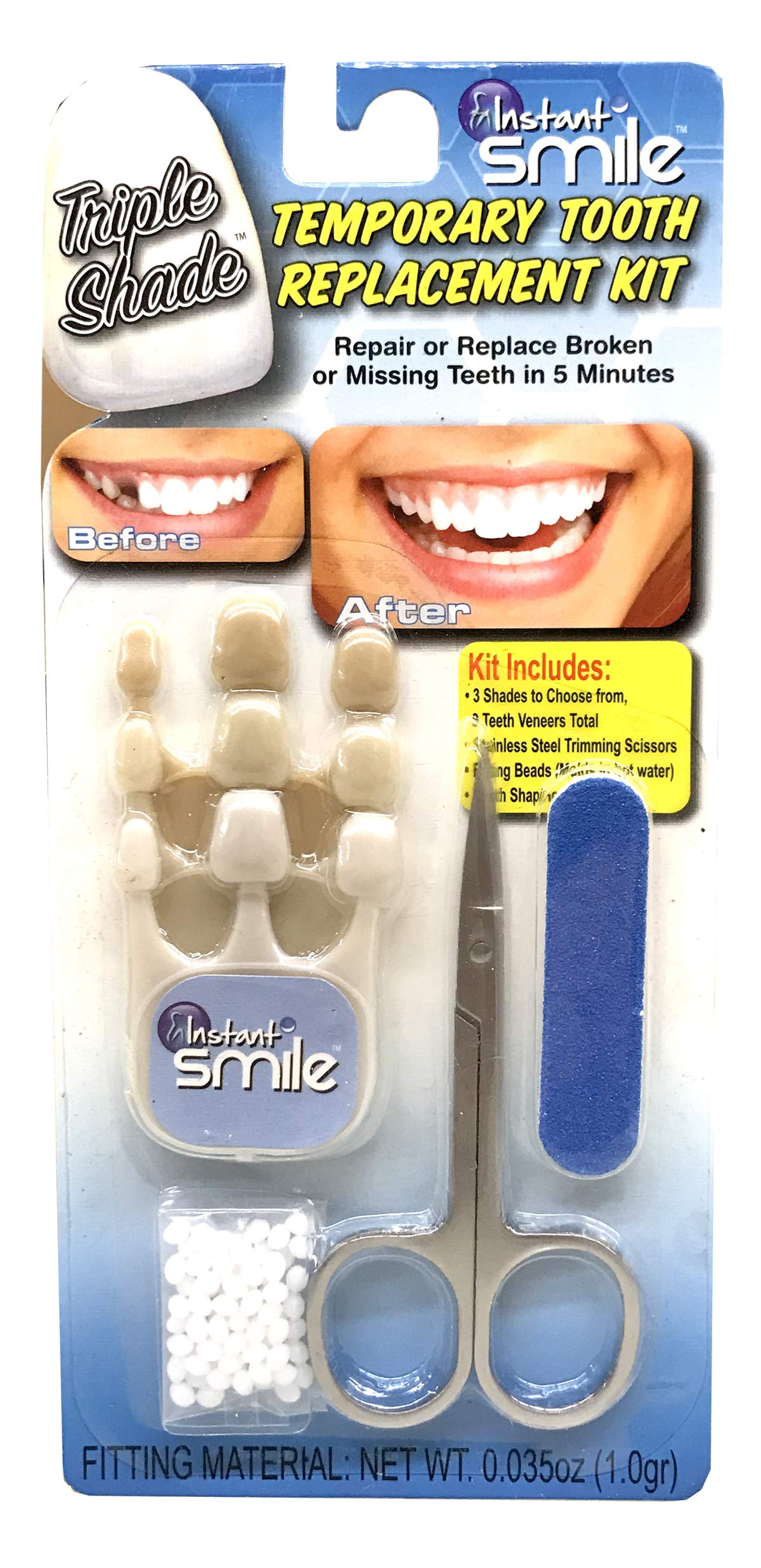 Instant Smile Triple Shade Temporary Tooth Kit - Replace a Missing Tooth in 5 Minutes