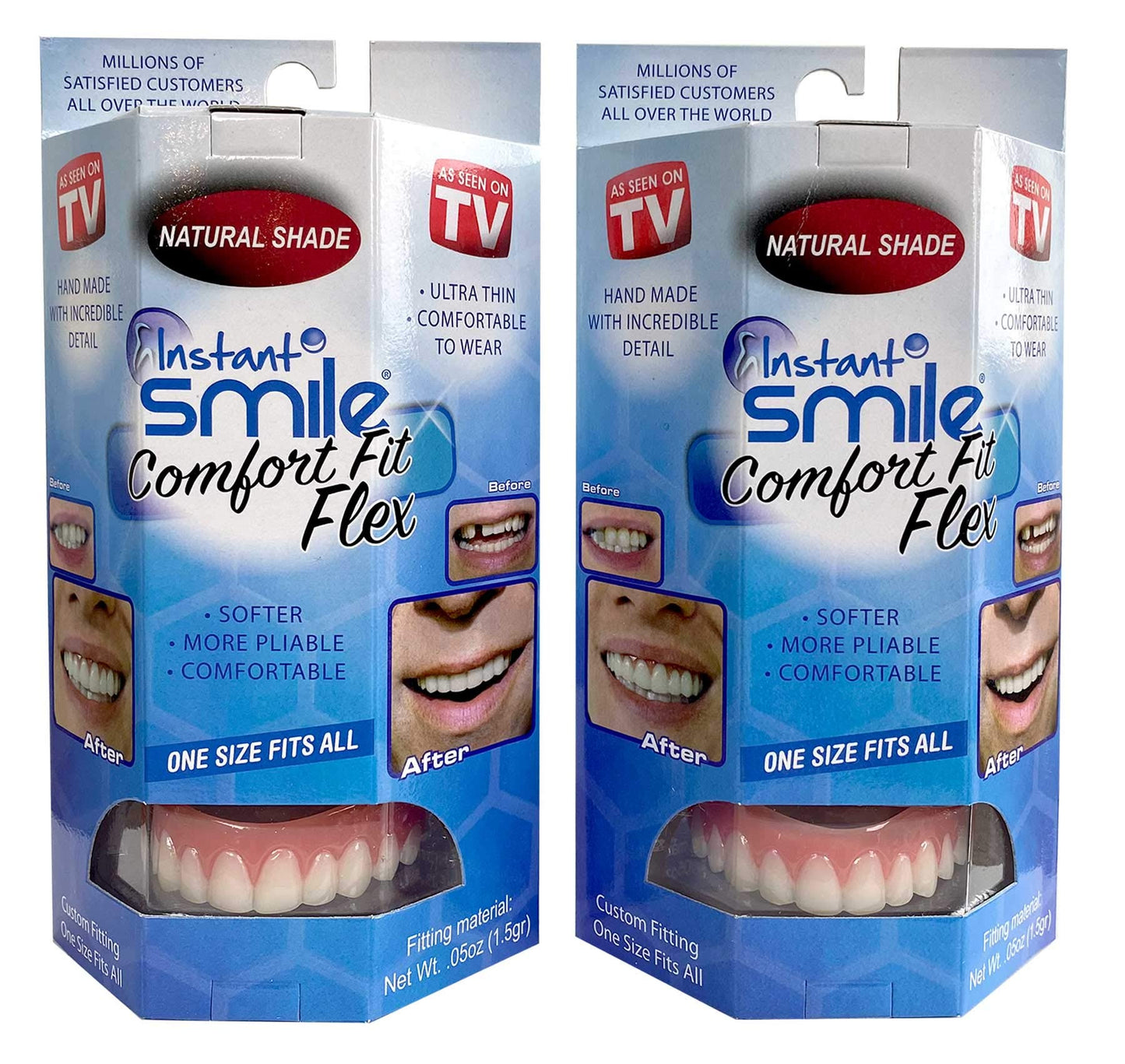 2 Pack Instant Smile Natural Shade Comfort Fit Flex Veneers – Fix Your Smile at Home in Minutes | Hand Crafted