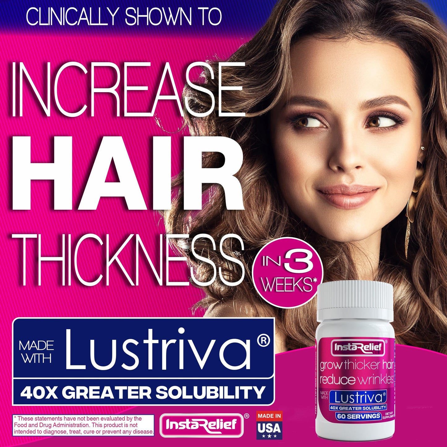 InstaRelief® Hair Growth with Lustriva® – Clinically Shown to Grow Thicker Hair in 3 Weeks