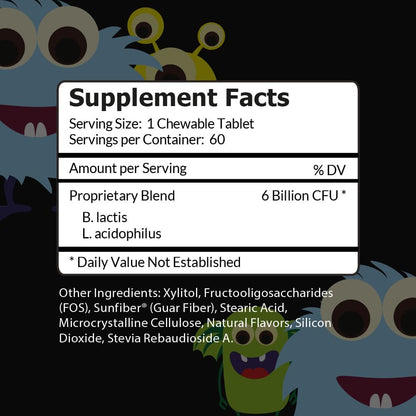 Intelligent Labs 6B CFU Kids Probiotic with Prebiotics – Sunfiber & FOS – 60-Day Chewable