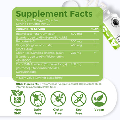 Intestinal Fortitude AI-5 Digestive Capsule with CurcuWIN, Turmeric & Ginger – Gut Support (Non-GMO, Dairy Free)