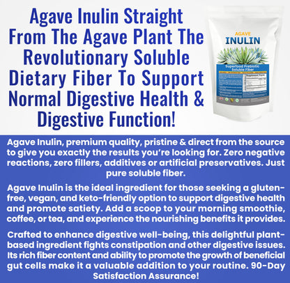 Organic Inulin Powder 16oz | Prebiotic Fiber for Digestive Health & Gut Wellness