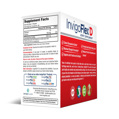INVIGOFLEX 1500mg Glucosamine Sulfate - Premium Joint Support (60 Packets)