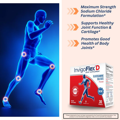 INVIGOFLEX® D - 1500mg Glucosamine Sulfate Powder (Classic) | Premium Joint Support – 30 Packets