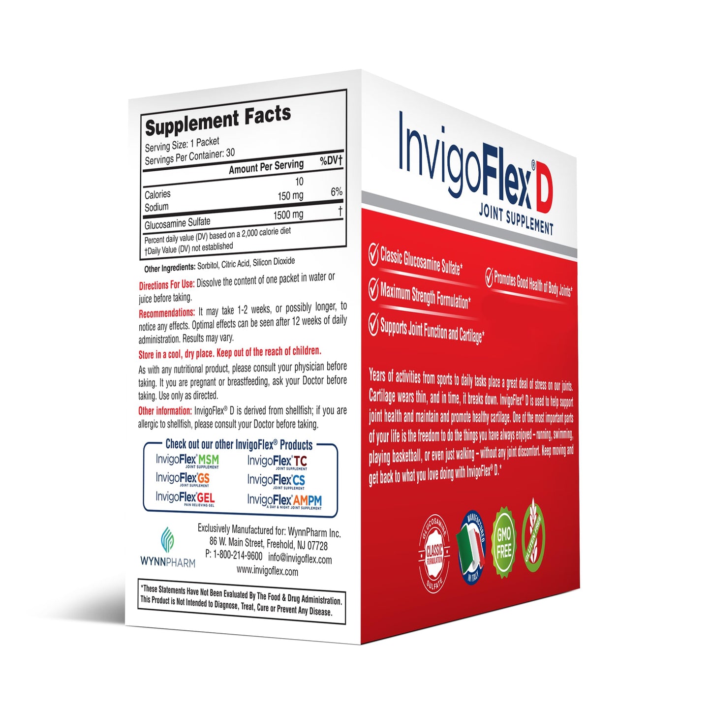 INVIGOFLEX® D - 1500mg Glucosamine Sulfate Powder (Classic) | Premium Joint Support – 30 Packets