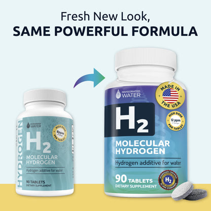 Invigorated Water Hydrogen Tablets with Magnesium – 12 PPM H2, 90 Servings