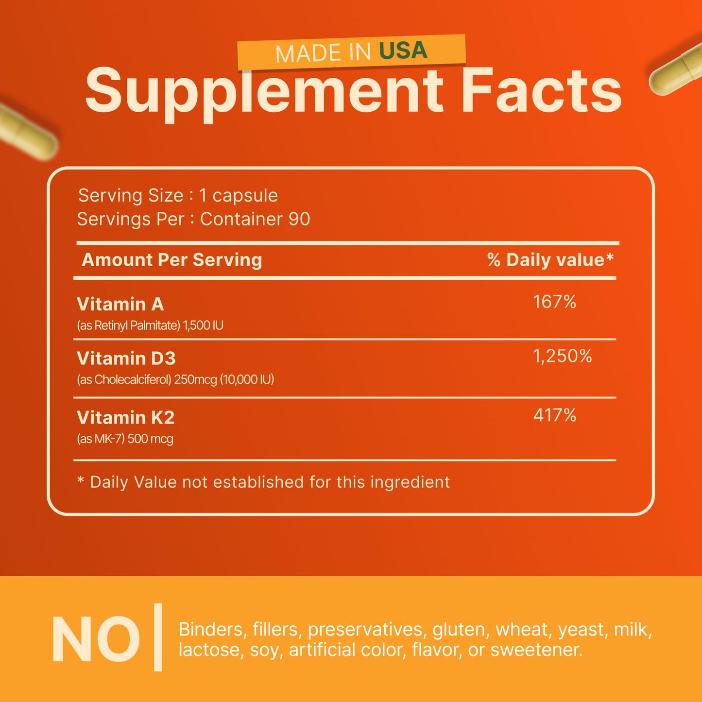 INVITA ADK 10 Vitamin Supplement – 90 Capsules | A, D3 10,000 IU & K2 MK-7