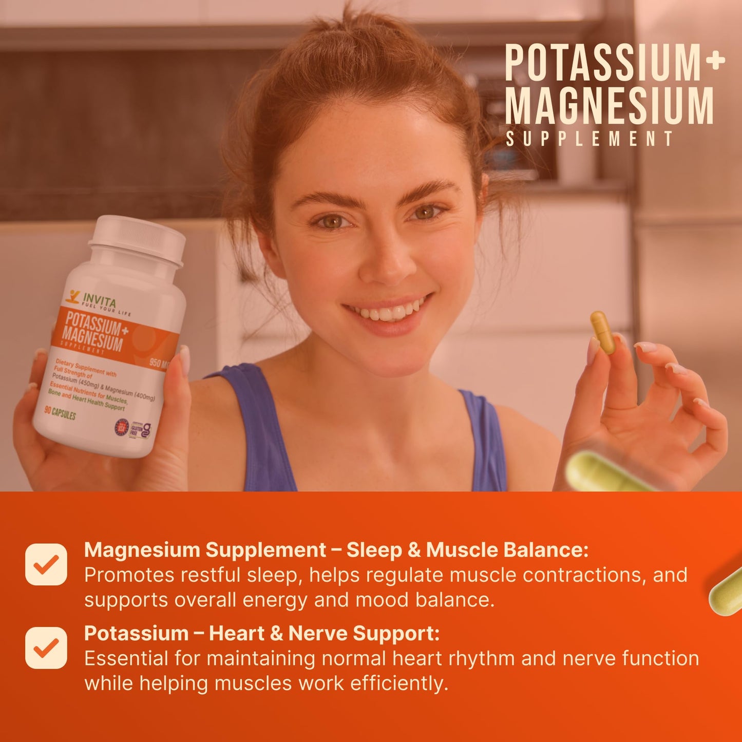 Invita Potassium Magnesium – 180 Capsules, High Absorption, Non-GMO, Gluten Free