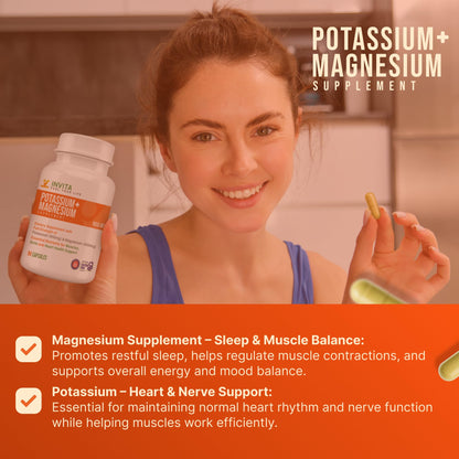 Invita Potassium Magnesium – 180 Capsules, High Absorption, Non-GMO, Gluten Free