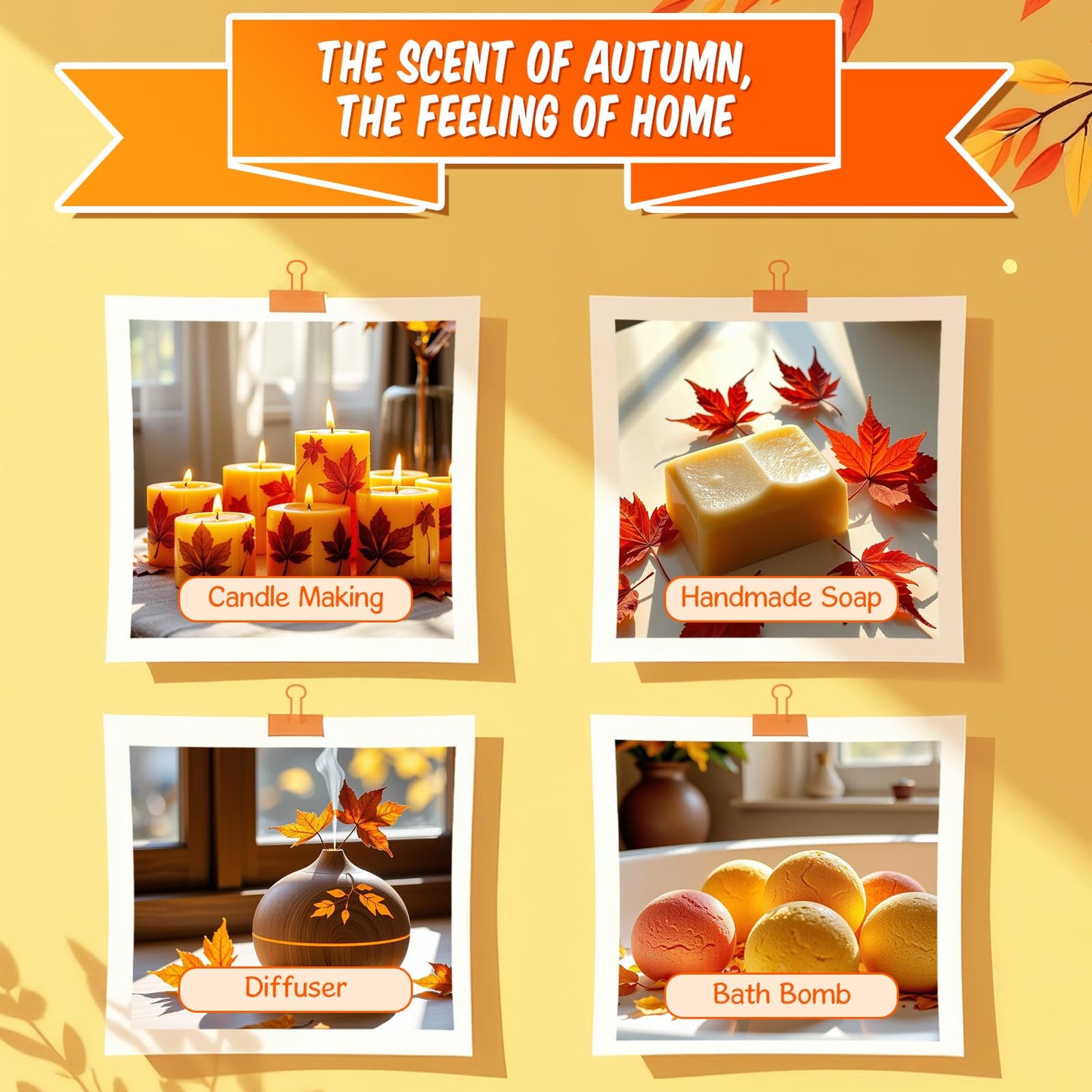 INWICOPH Autumn Fragrance Oils Set | 6x10ml Fall Scents for Diffuser & Candle Making