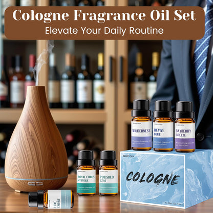 INWICOPH Fragrance Oils for Men - 6x10ml Cologne & Aromatherapy Set | Luxe Empire, Polished Gent, Bayberry Breeze