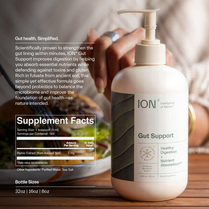 ION Gut Support Liquid – Digestive Health & Detox Drops with Humic Extract | 8 fl oz