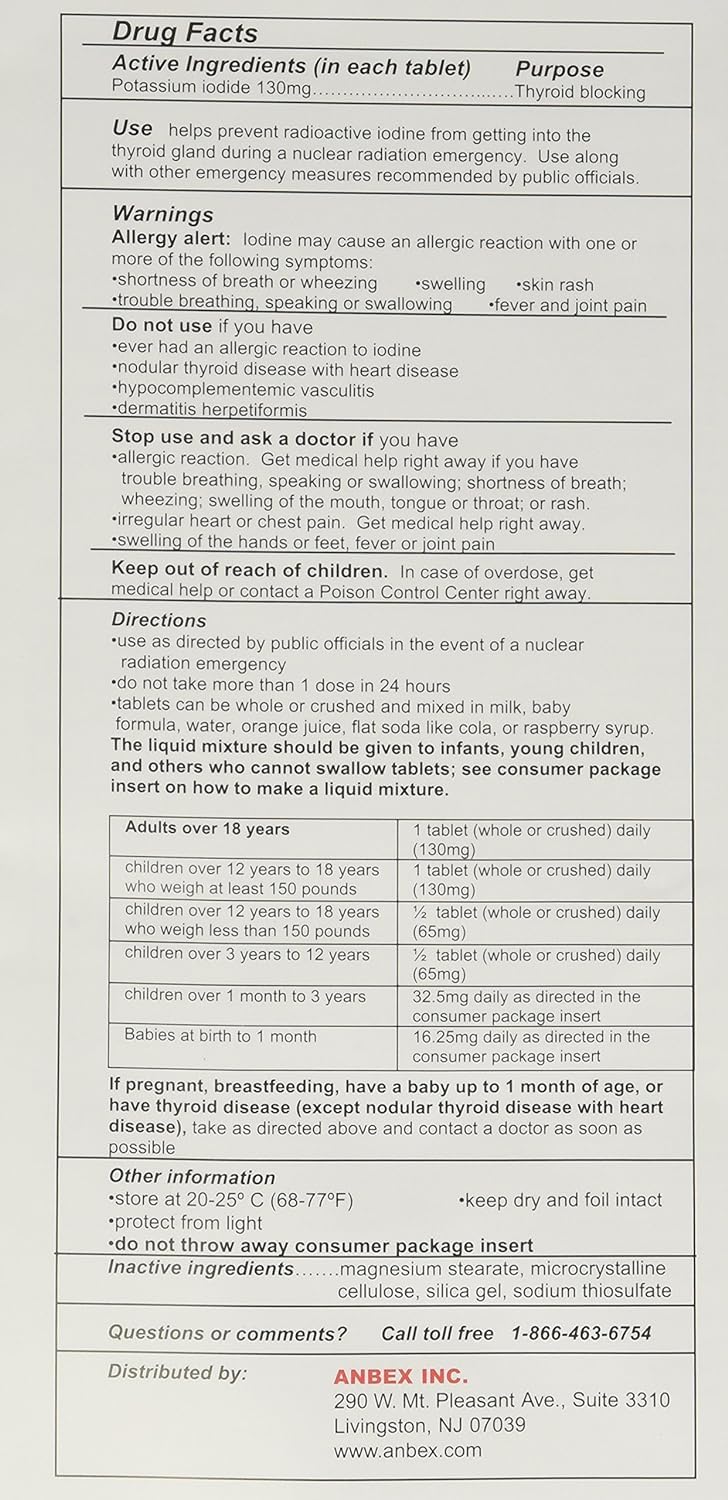 iOSAT Potassium Iodide Tablets 130 mg – 14 Tablets per Pack, 10 Packs