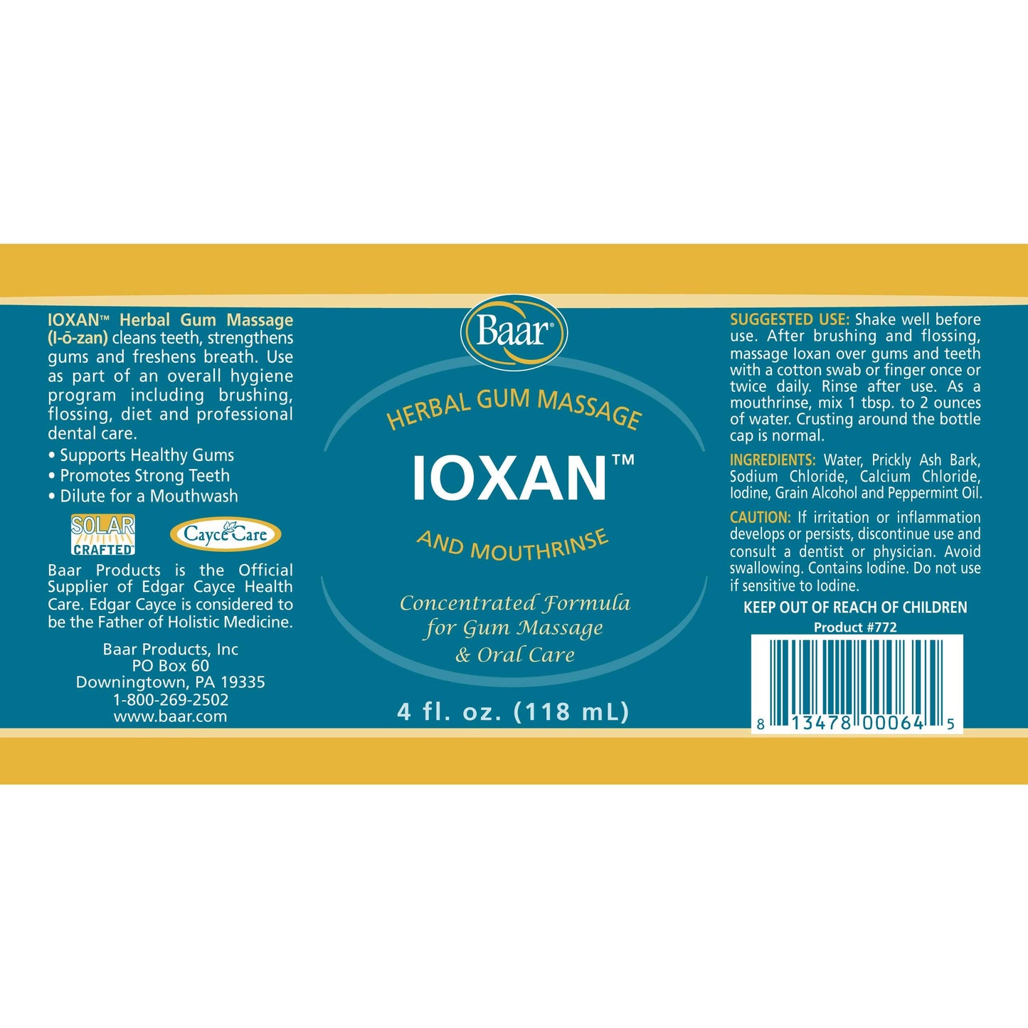 Baar Products - Ioxan Herbal Gum Massage - 4 oz | Oral Hygiene & Dental Health
