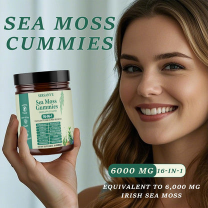 Sea Moss Gummies 16-in-1, with Black Seed Oil, Ashwagandha & Elderberry | Irish Sea Moss Supplement for Men & Women | Daily Wellness Support with Manuka, Burdock Root & Vitamins C & D3, 30 Gummies