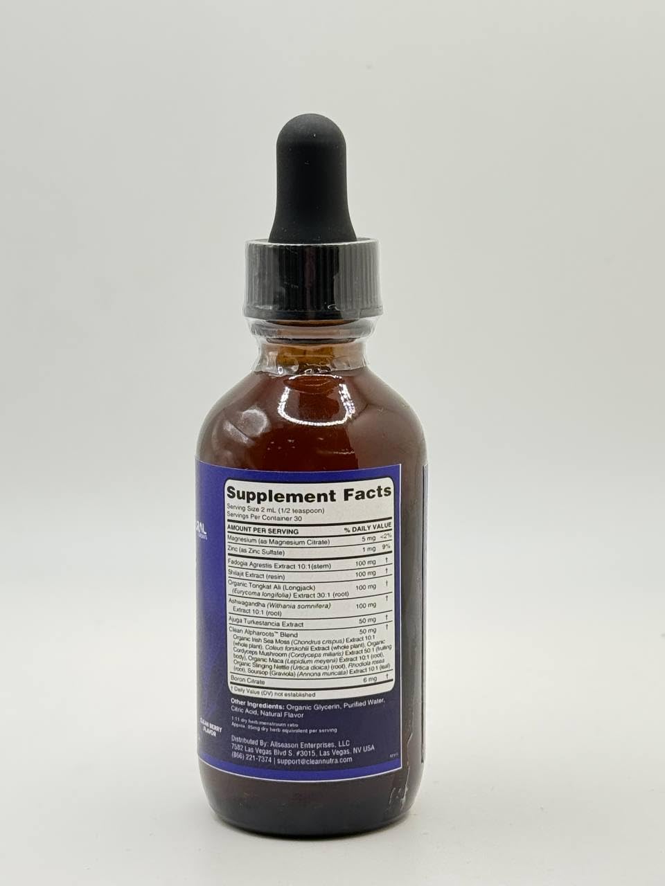 Tongkat Ali Liquid Drops with Shilajit, Ashwagandha, Turkesterone, Fadogia Agrestis, Magnesium, Irish Sea Moss and Zinc | Clean Nutra
