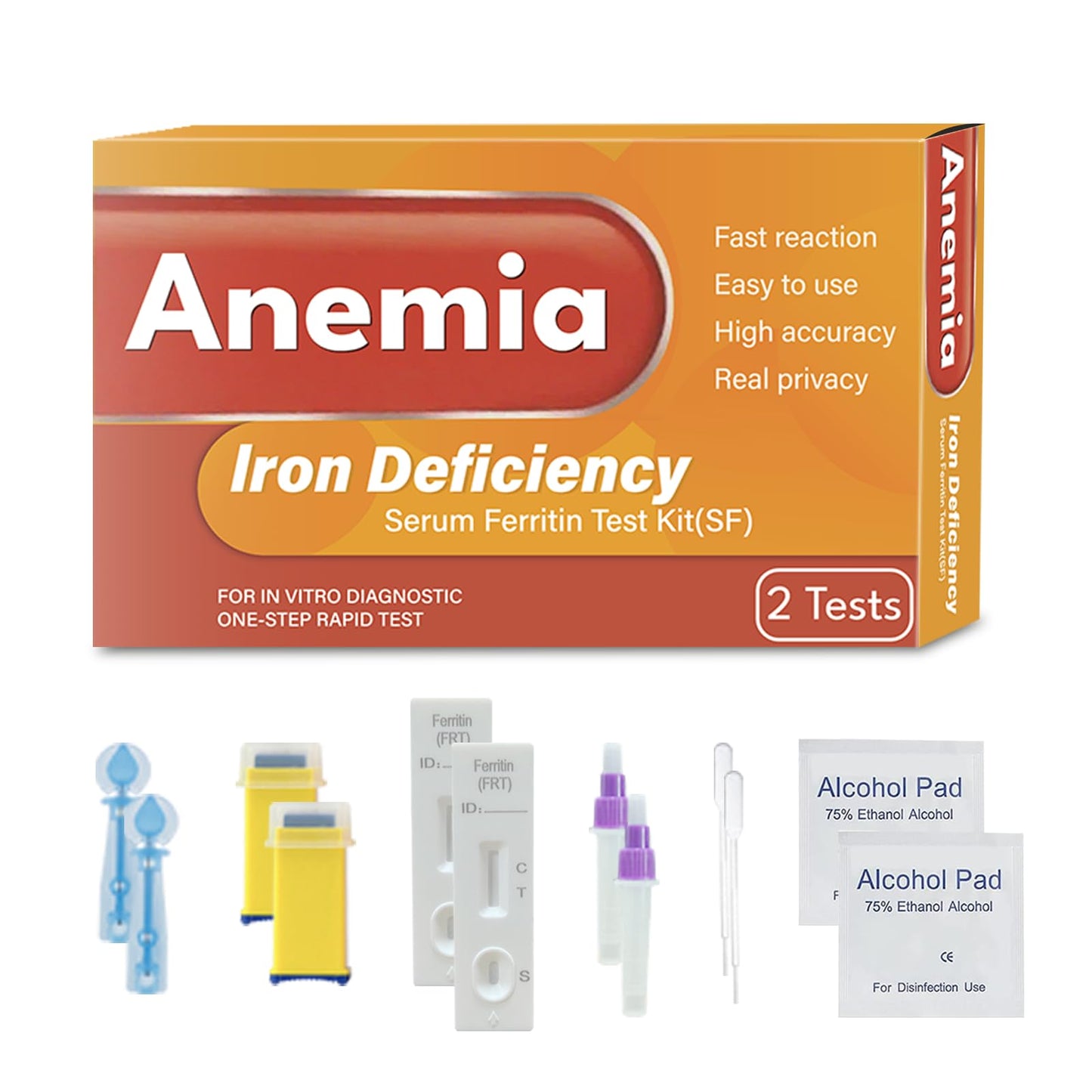 Iron Deficiency Test Kit – At-Home Ferritin Test for Anemia (2-Pack)