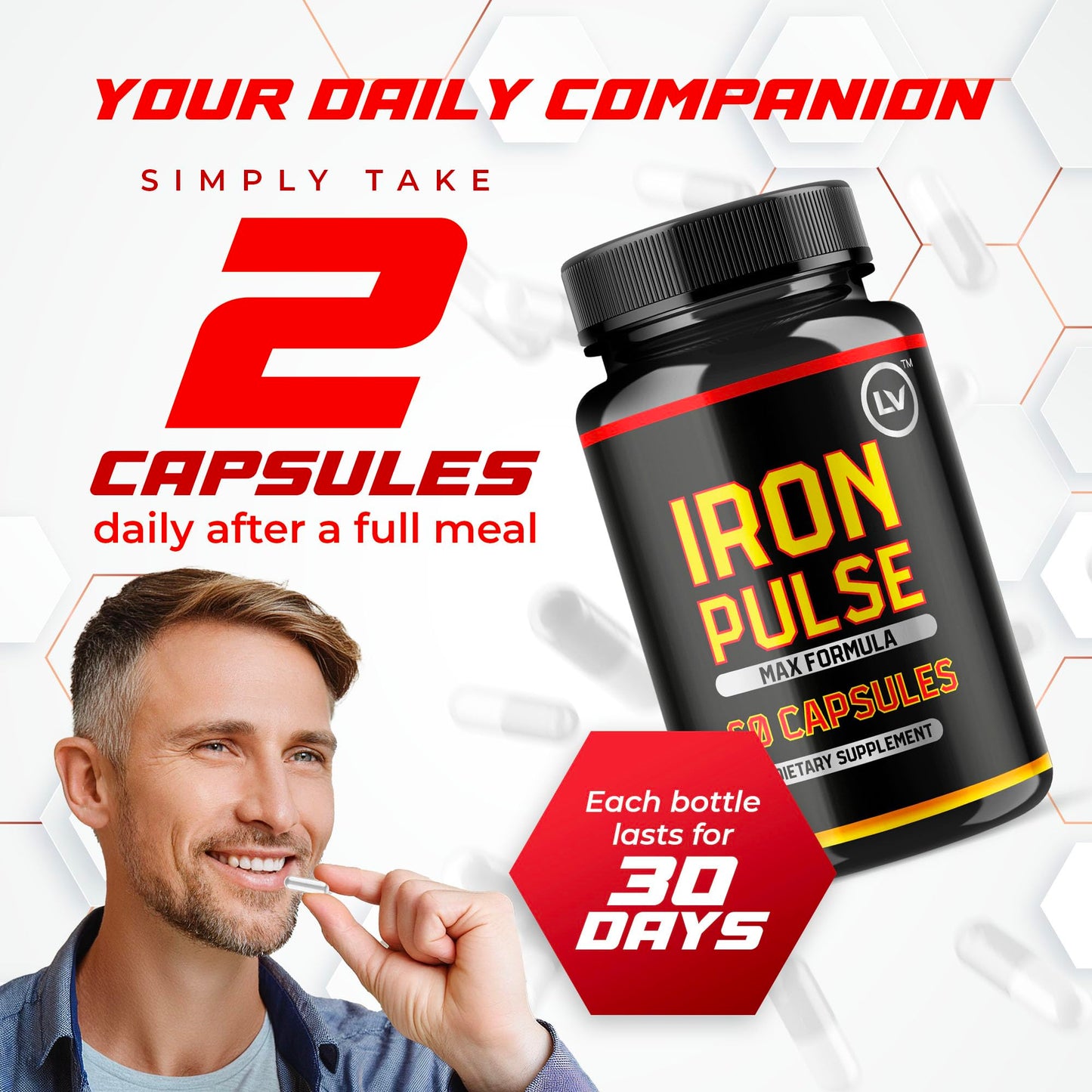 (2 Pack) IronPulse Capsules – Max Formula & Support Pills | 120 Capsules