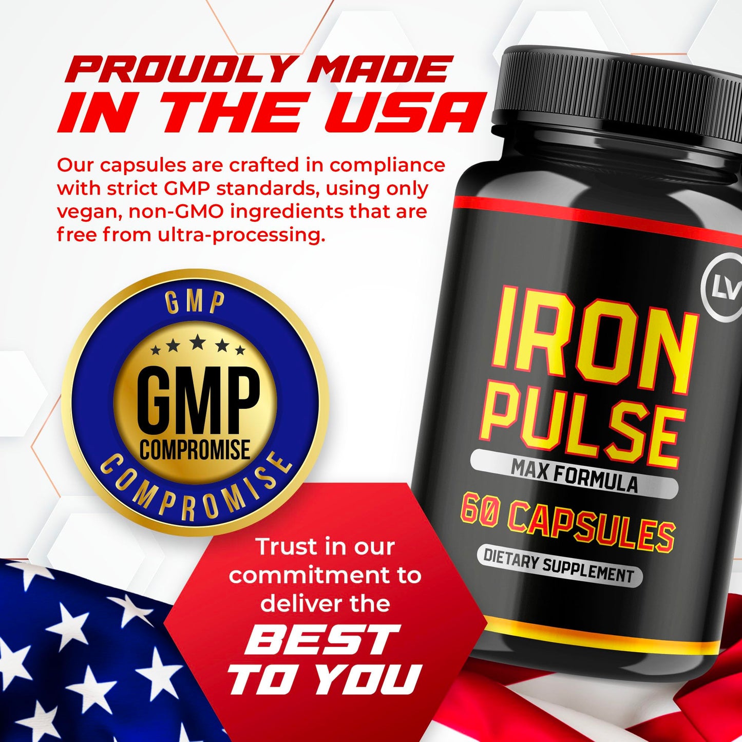 (2 Pack) IronPulse Capsules – Max Formula & Support Pills | 120 Capsules