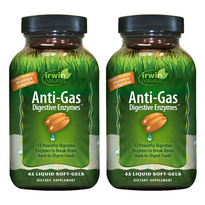 Irwin Naturals Anti-Gas Digestive Enzymes - 90 Servings (Pack of 2)